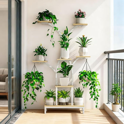 Plant Stand Indoor with Grow Lights - 7 Tiered Metal Corner Shelf for Multiple Plants, 62" Corner Plant Stand for Indoor Plants, Tree-Shaped Plant Rack for Home, Living Room, Office & Patio Decor
