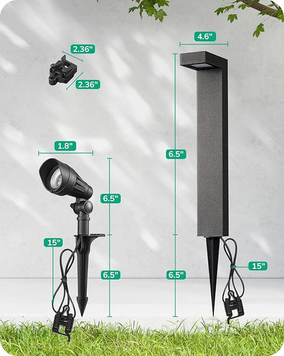 EDISHINE 8 Pack Low Voltage Landscape Lights, 3.2W LED Pathway Lights & 3.2W 240LM Spotlight, 12V Outdoor Landscape Lighting with Connectors, Aluminum Waterproof for Walkway Yard Garden Path