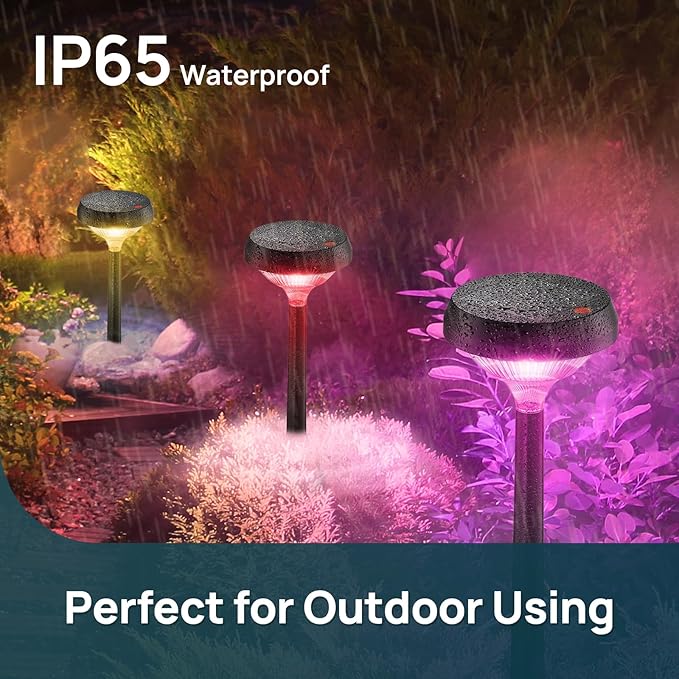 Linkind Solar Pathway Lights 8 Pack, Color Changing Solar Lights Outdoor Waterproof, Multicolor/Warm White/Cool White Solar Lights for Walkway Yard Garden Landscape