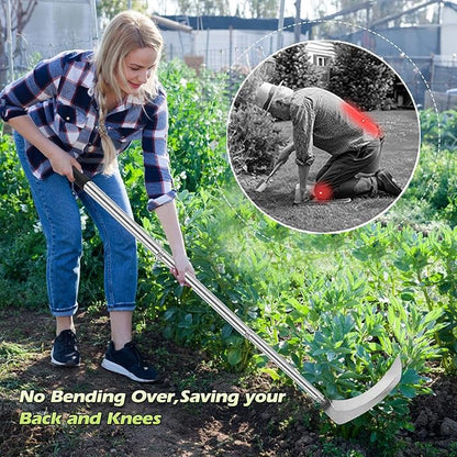 Sickle Weeding Garden Tool, Hand Weed Scythe for Grass Cutting, Billhook for Vines Bushes Cutter for Yard, Fields, Lawn and Ditches, Scythes Knife Tool for Farming Harvesting -Long Handle