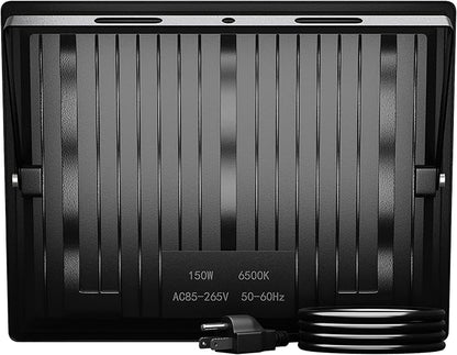 XXBSAZ 150W LED Flood Light Outdoor, High Output Plug-in & Hardwired Security Work Light, IP66 Waterproof 6500K Daylight for Large Yards, Workshops & Barn Exteriors (2 Pack)