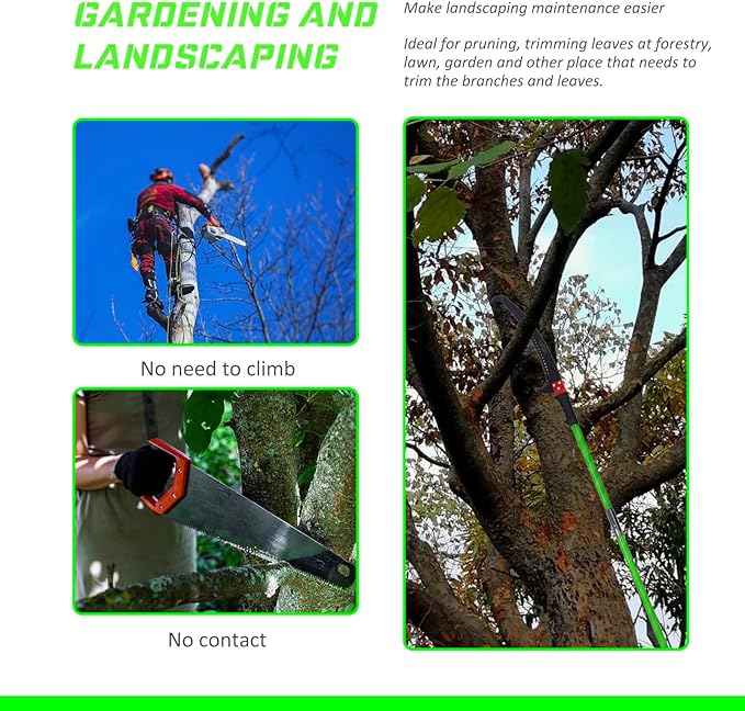 Pole Saw for Tree Trimming - 30 FT Extendable Tree Pruner, Long Handle Tree Trimmer, High Reach Branch Cutter, Heavy Duty Pole Pruning Saw, Tree Cutting Tool for Hard-to-Reach Branches