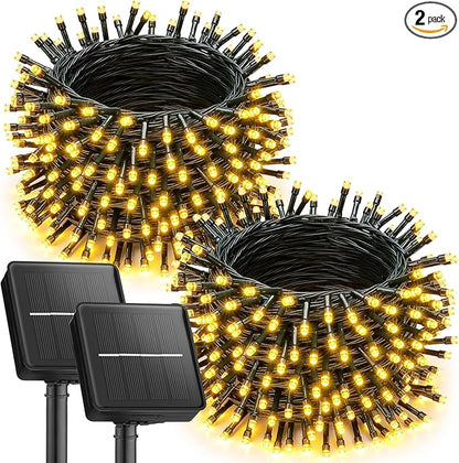 Brightown 2 Pack Solar Christmas Lights, 92Ft 240 LED Solar String Lights Outdoor Waterproof with 8 Modes, Solar Light Outdoor for Patio Yard Tree Garden Party Decorations, Warm White