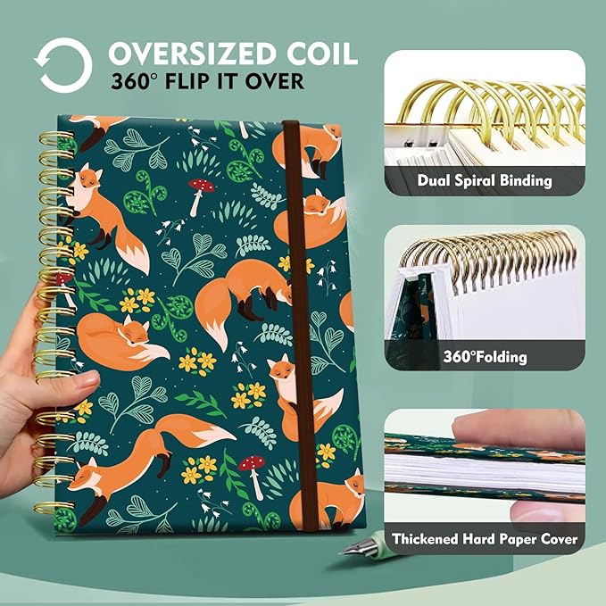 Cute Spiral Journal Notebook,Binding with Premium Paper for Girl Women,Cool Funny 120 Pages,100gsm A5 College Ruled NotebookJournal,Perfect for Gifts Nurse Teacher Women(Cute Fox)