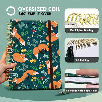 Cute Spiral Journal Notebook,Binding with Premium Paper for Girl Women,Cool Funny 120 Pages,100gsm A5 College Ruled NotebookJournal,Perfect for Gifts Nurse Teacher Women(Cute Fox)