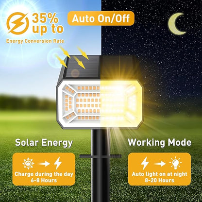 Solar Spot Lights Outdoor Waterproof IP65, [12 Pack/100 LED/4 Modes] Solar Landscape Spotlights, Auto On/Off High Lumens Spot Lights for Outside Yard Garden Pathway(Warm White)