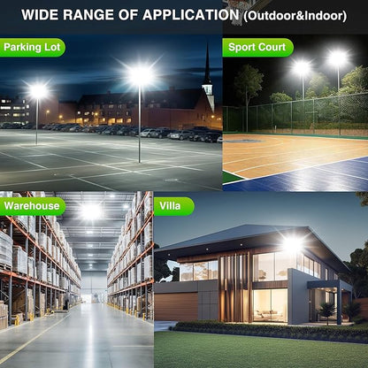 2 Pack LED Flood Lights Outdoor, STASUN 300W 30000lm 6000K Daylight White IP66 Waterproof, Commercial Parking Lot Lights, 3 Heads for Yard Street Stadium Outdoor Area Floodlight Bright Security Lights