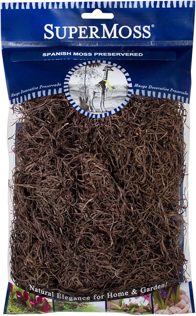 SuperMoss (26956) Preserved Spanish Moss – Decorative Moss for Crafts, Potted Plants, Fairy Gardens, Vase Filler, Floral Arrangements & Indoor/Outdoor Garden Projects, 120 Cu in, Coffee