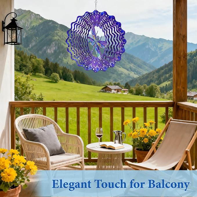 Dragonfly Wind Spinners Outdoor, Dragonfly Gifts for Women Wife Mom Grandma, Hanging Wind Sculptures Spinners, 12 inch Outdoor Indoor Hanging Ornament for Christmas