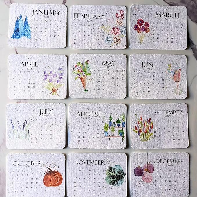 Eco-Friendly Plantable Love Seed Calendar 2026,12-Month Biodegradable Seed Paper Planner with Wildflower, Herb & Fruit Seeds, Gardening & Gifting Gift for Women, Men, Green Living Decor