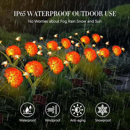 Solar Garden Lights, 8 Pack Solar Swaying Bee Lights with Flowers, Waterproof Firefly Light Outdoor for Garden Patio Yard Pathway Fall Decoration, Gifts for Women Mother's Day