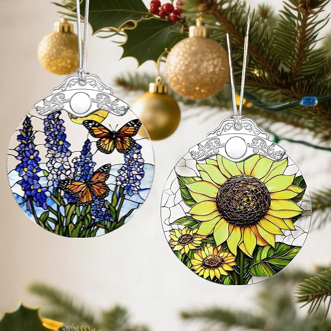 Sunflower Christmas Ornaments: Christmas Tree Ornaments, Holiday Decor for Flower Lover, Stocking Stuffers, Gift Ideas, Xmas Gifts & Gifts for Sunflower Plant Lover