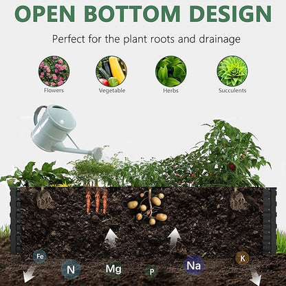 FOOWIN 2pcs 6x3x2ft Galvanized Raised Garden Bed, Planter Raised Garden Boxes Outdoor, Large Metal Raised Beds for Gardening, Garden Bed for Vegetables, Flowers, Herb,269 Gallon Capacity, Black