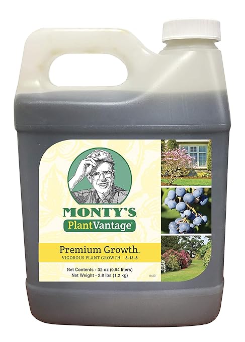 PlantVantage Premium Growth Plant Food - Liquid Fertilizer for Stronger Stems and Larger Leaves - NPK Fertilizer (8-16-8) with Zinc and Iron - Foliar Spray for Trees, Shrubs, and Flower Boost - 32 oz