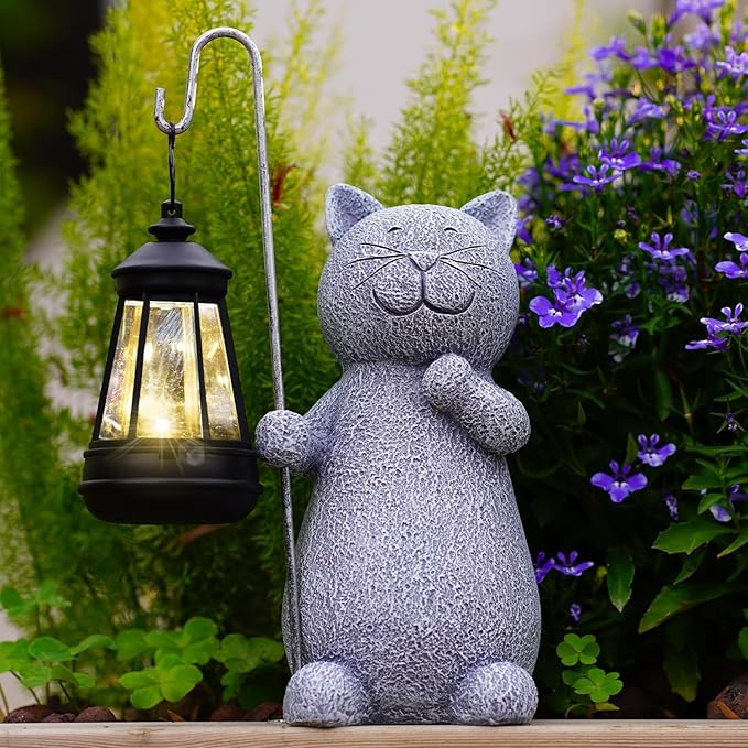 Qeeman Garden Decor Statues: Mothers Day Birthday for Mom Grandma Women Sister Wife Lady Lover - Front Patio Balcony Yard Art Lawn Ornaments Porch Outdoor Outside Decorations (Cat)