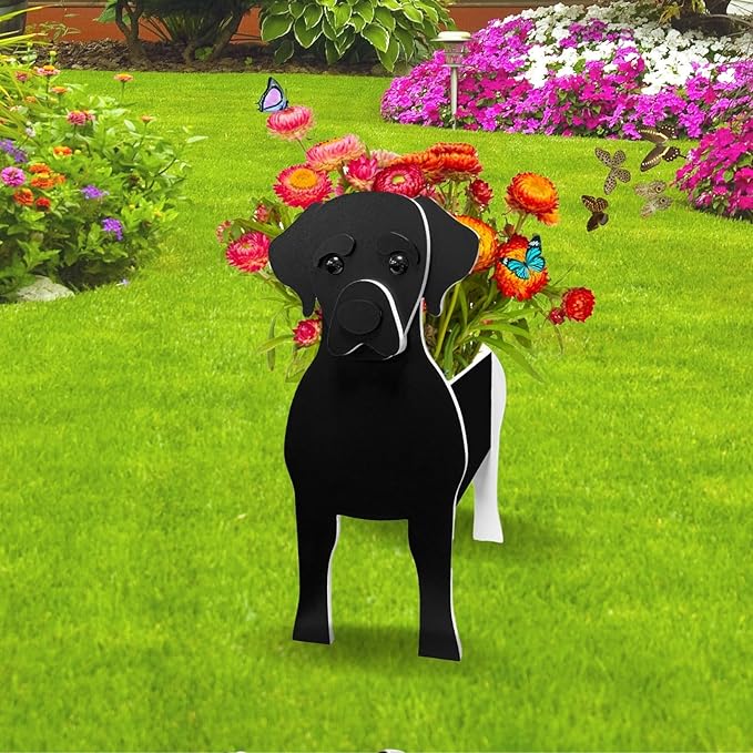 Black Labrador Dog Planter Plant Pots,Cute Dog Flower Planter,Gifts for Pet Lovers,Unique Animal Plant Pots,Office,Indoor Outdoor Garden Decor(9.45 * 6.38 * 13.39in)