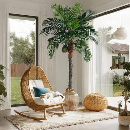Artificial Phoenix Palm Tree 7.2ft Tall - Fake Large Tropical Tree with Adjustable Leaves, Realistic Faux Sago Palm for Indoor Outdoor Decor, Patio, Poolside, Yard, Living Room, Office