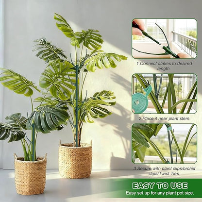 Monstera Plant Support,5 Pack Stackable Garden Plant Stakes for Indoor & Outdoor Plants,Adjustable Climbing Plant Support Poles,Durable Plant Holder for Tall Potted Plants,Vines & Growing Greens