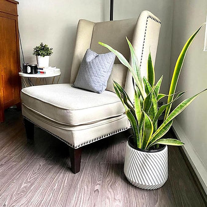 Fox & Fern Large 12 Inch Planter with Drainage Plug — Premium Polystone White Plant Pot; Modern Planter with 3D Texture and Ceramic Finish; 12 Inch Pots for Plants Indoor & Outdoor