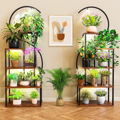 Plant Stand Indoor with Grow Lights, Large Plant Stands for Indoor Plants Multiple, 67" Tall Plant Shelf Indoor with 5 Lights Tiered Plant Holder, Lighted Corner Plant Stand for Home Decor