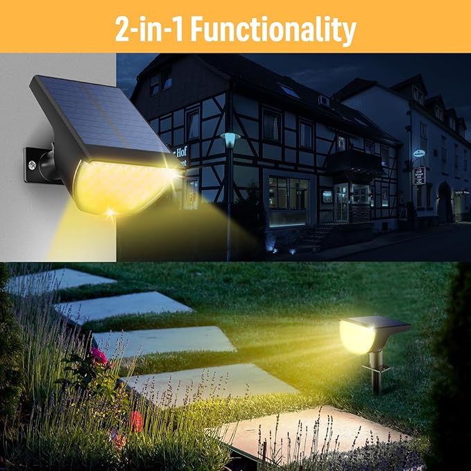 Solar Lights Outdoor Waterproof IP65, 76 LED 3 Lighting Modes Solar Spot Lights Outdoor Yard Garden Landscape Pathway (Warm White, 6 Pack)