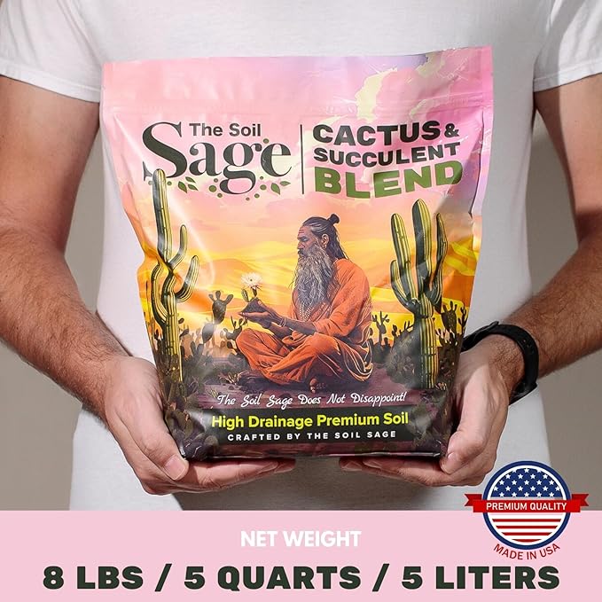 Cactus & Succulent Potting Mix - 5 Qt/8 Lbs Premium Gritty Fast Draining Soilless Potting Mix for Cactus, Succulents, Jade, Aloe Vera - Healthy Roots - Made in USA