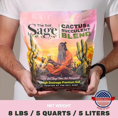 Cactus & Succulent Potting Mix - 5 Qt/8 Lbs Premium Gritty Fast Draining Soilless Potting Mix for Cactus, Succulents, Jade, Aloe Vera - Healthy Roots - Made in USA