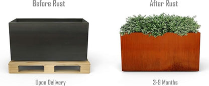 Plantercraft Large Rectangular Planters for Outdoor Plants – 60x24x42 Corten Steel Planter Box for Privacy Screen & Patio | Extra Large Outdoor Planters, Modern Metal Planter