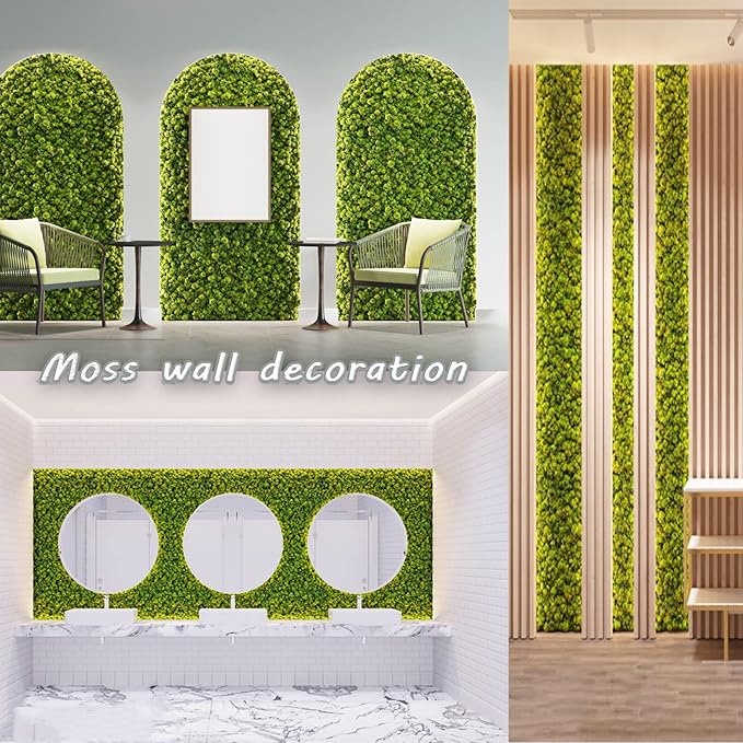 Amoueterno Preserved Moss 4 Color Reindeer Moss,Total 14OZ Each Color 3.5OZ, Natural Real Green Moss DIY Kit Moss Crafts Art Wall Decor Florist Decor Forest Green/Yellow Green/Leaves Green/Grass Gree