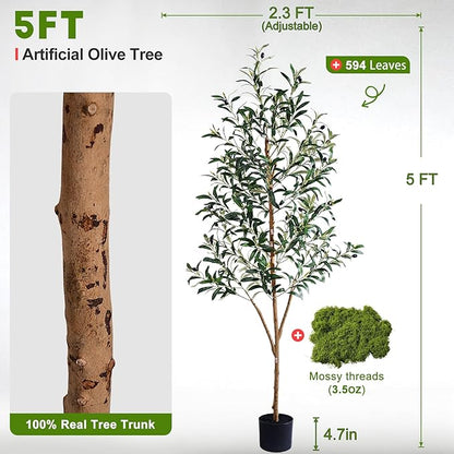 Tall Faux Olives Trees Large Artificial Olive Tree Indoor Outdoor Realistic Floor Plant Fake Flowers Plants for House Home Living Room Bedroom Office Front Porch Modern Farmhouse Boho Decor