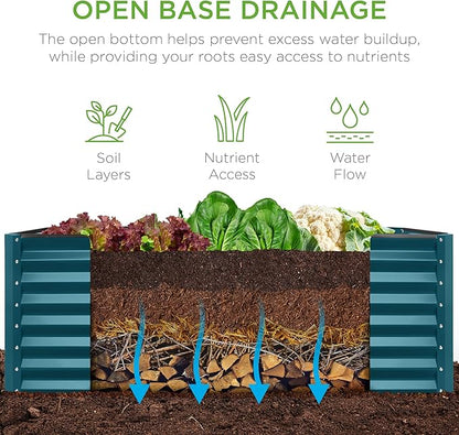 Best Choice Products 4x2x2ft Outdoor Metal Raised Garden Bed, Deep Root Planter Box for Vegetables, Flowers, Herbs w/ 119 Gallon Capacity - Peacock Blue