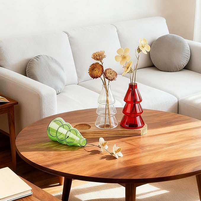 Plant Propagation Stations with Vintage Wooden Pallet,Tricolor Christmas Tree Glass Vase for Plants with DIY Sticker Decoration and Cleaning Brush,Thoughtful and Elegant