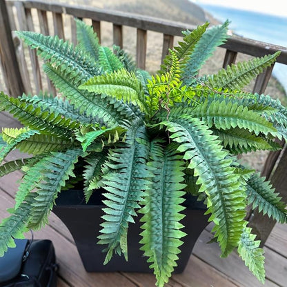 CQURE 48" Large Fake Fern Artificial Ferns for Outdoors,88 Fronds Realistic Artificial Boston Ferns Leaves Bush Plant for Indoor Outdoor Garden Porch Decor(Lifelike,UV Resistant,No Maintenance)