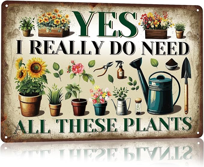 KLFHS Gardening Gifts, Garden Metal Wall Art Decor Yard Art Yard Signs Greenhouse Accessories, Vintage Gardening Signs for Garden Greenhouse Patios Home Decor
