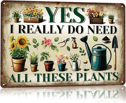 KLFHS Gardening Gifts, Garden Metal Wall Art Decor Yard Art Yard Signs Greenhouse Accessories, Vintage Gardening Signs for Garden Greenhouse Patios Home Decor