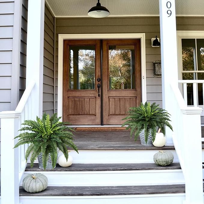 JUSTOYOU 36" Artificial Boston Fern Bush, Artificial Ferns for Outdoors Large 1 Pc with 60 Fronds Faux Ferns UV Resistant Fake Plants for Indoor and Outdoors Home Office Greenery Decor