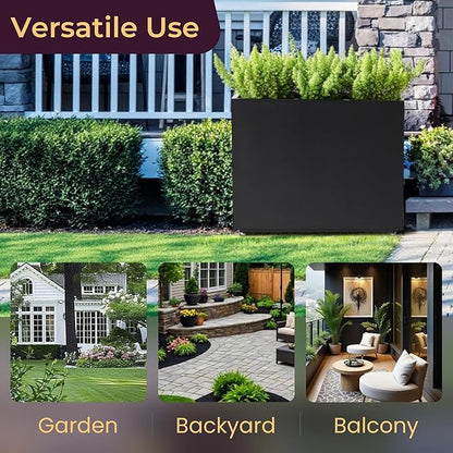 36Wx11Dx30H Tall Metal Planter Box with Removable Middle Partition and Adjustable Feet, Outdoor Elevated Planters for Patio, Yard, Deck | Easy Assembly, Drainage Holes, Black