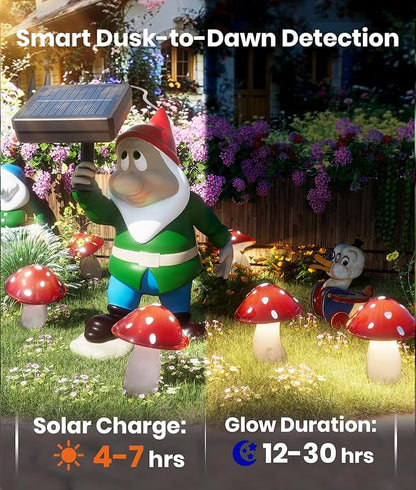 Upgraded Solar Mushroom Lights Outdoor, 9 Pack Garden Stake Light with 8 Lighting Modes, IP65 Waterproof Solar Pathway Fairy Decor for Yard/Flower Bed/Patio/Landscape/Backyard, Christmas Gift, 30 FT