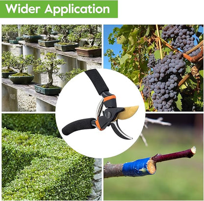 8.5" Pruning Shears,Bypass Pruning Shears for Gardening,Super Sharp Garden Clippers,Soft Grip Heavy Duty Hand Pruner,Garden Scissors Tool(Black，Made in Taiwan)