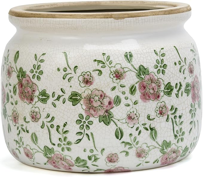 Large Ceramic Pot for Planters, Ice Crack Glazed Flower Pot with Drainage Holes,5.91inch Vintage Planters for Indoor and Outdoor (RED)