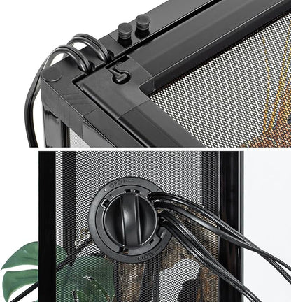 Vertical Habitat Tank 10 Gallon for Tree Dwelling Reptiles and Amphibians, 360°Full Vision Glass Reptile Terrarium 12" x 12" x 18" with Double Side Mesh Panels