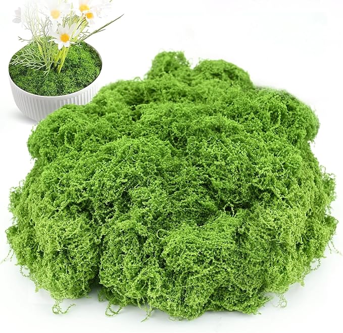 Fake Moss for Potted Plants, Artificial Green Moss Decor for DIY Table Centerpieces, Gardening, Floral Wedding Decoration, Preserved Moss for Crafts (Green-5.3oz)