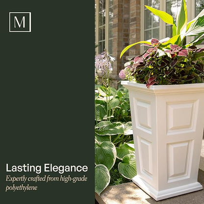 Mayne Wyndham 24-Inch Tall Planter, 2-Pack – Self-Watering, Weather-Resistant Planter for Flowers – Durable Indoor/Outdoor Design for Patio, Porch, or Entryway