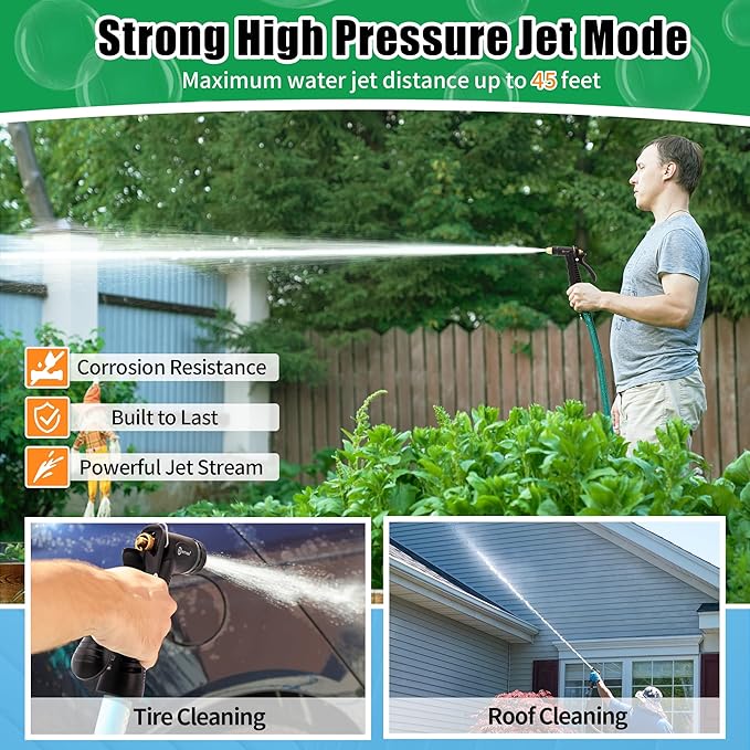 AUTOMAN Garden Hose Nozzle Sprayer, Heavy Duty Water Hose Nozzle, High Pressure Spray Nozzles, Adjustable Nozzle for hose Outddor, Washing Car, Cleaning Ground, Watering Plants