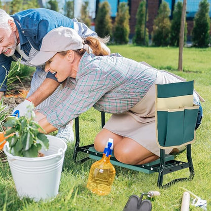Giantex Garden Kneeler & Seat, Folding Gardening Stool, Portable Garden Bench with EVA Foam Pad, Heavy-Duty Metal Frame, Gardening Gift for Women Men Seniors (Holds 330 LBS) (with 1 Bags)