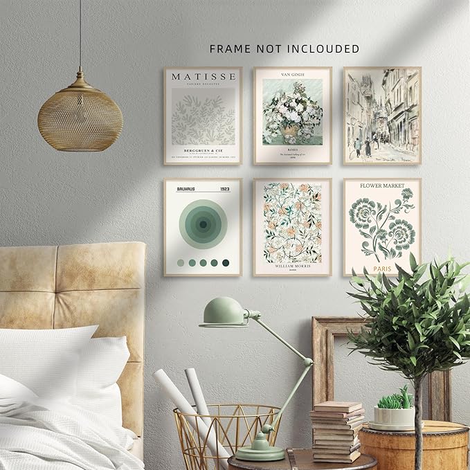 Matisse Wall Art Posters 11x14 Canvas Prints Unframed Set of 6 Vintage Abstract Decor for Bedroom Boho Retro Room Aesthetic