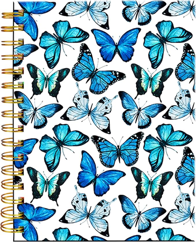 iampanda Spiral Journal Notebook,Strong Twin-Wire Binding with Premium Paper for Girl Women,Fashion Luxury Design 60 Sheets A5 College Ruled Notebook/Journal,Perfect for School Office Home Gifts,Blue