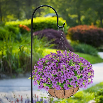 Artificial Flowers Hanging Plants in Basket,Artificial Hanging Flowers for Outdoor Indoor Decor,UV Resistant Hanging Baskets with Fake Flowers for Patio Garden Porch Deck Decoration