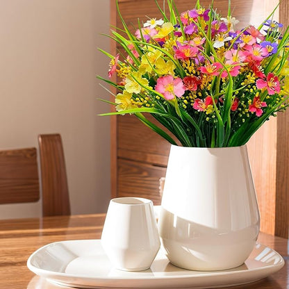 Artificial Flowers Outdoor UV Resistant 12 Bundles Faux Silk Summer Spring Wildflower Plants Plastic Fake Greenery Shrubs for Outside Planter Porch Window Boxes Garden Decoration
