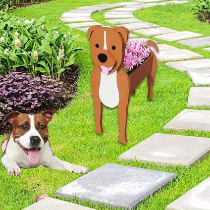 Staffordshire Bull Dog Planter Plant Pots,Cute Dog Flower Planter,Gifts for Pet Lovers,Unique Animal Plant Pots,Office,Indoor Outdoor Garden Decor(9.45in*5.79 * 13.39in)